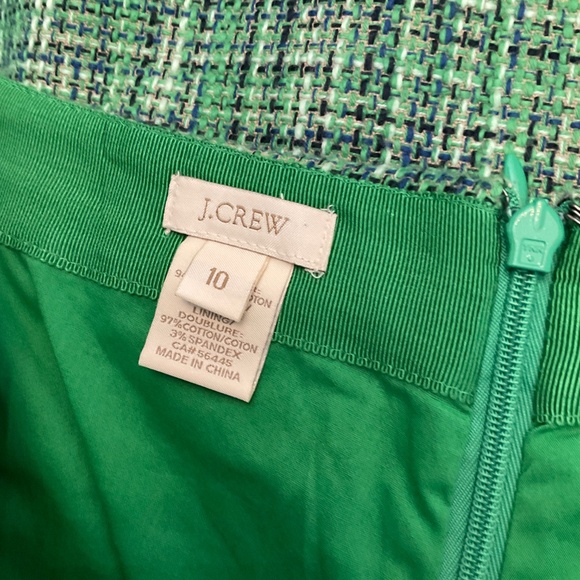 J. Crew No. 2 Pencil Skirt Green Tweed High Rise Knee Length Lined preppy pencil - Picture 5 of 16
